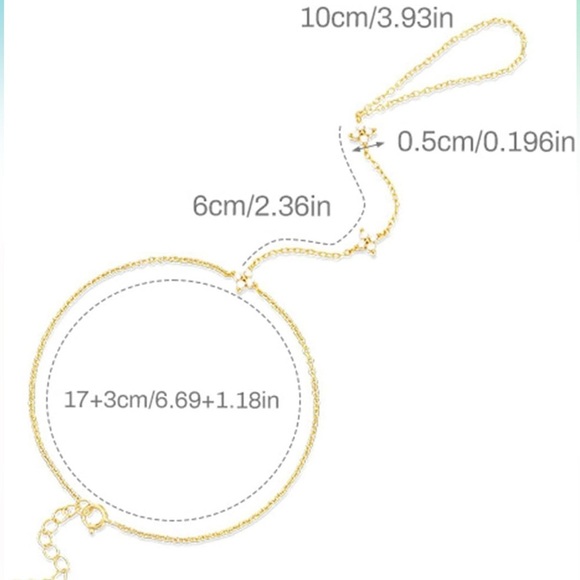 925 Sterling Silver Gold Plated Dainty Gold Hand Chain Bracelet - Picture 3 of 5